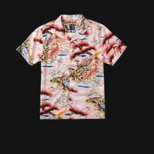 New!! Roark Men's Pink and Red Graphic Button Down Shirt Japanese print!